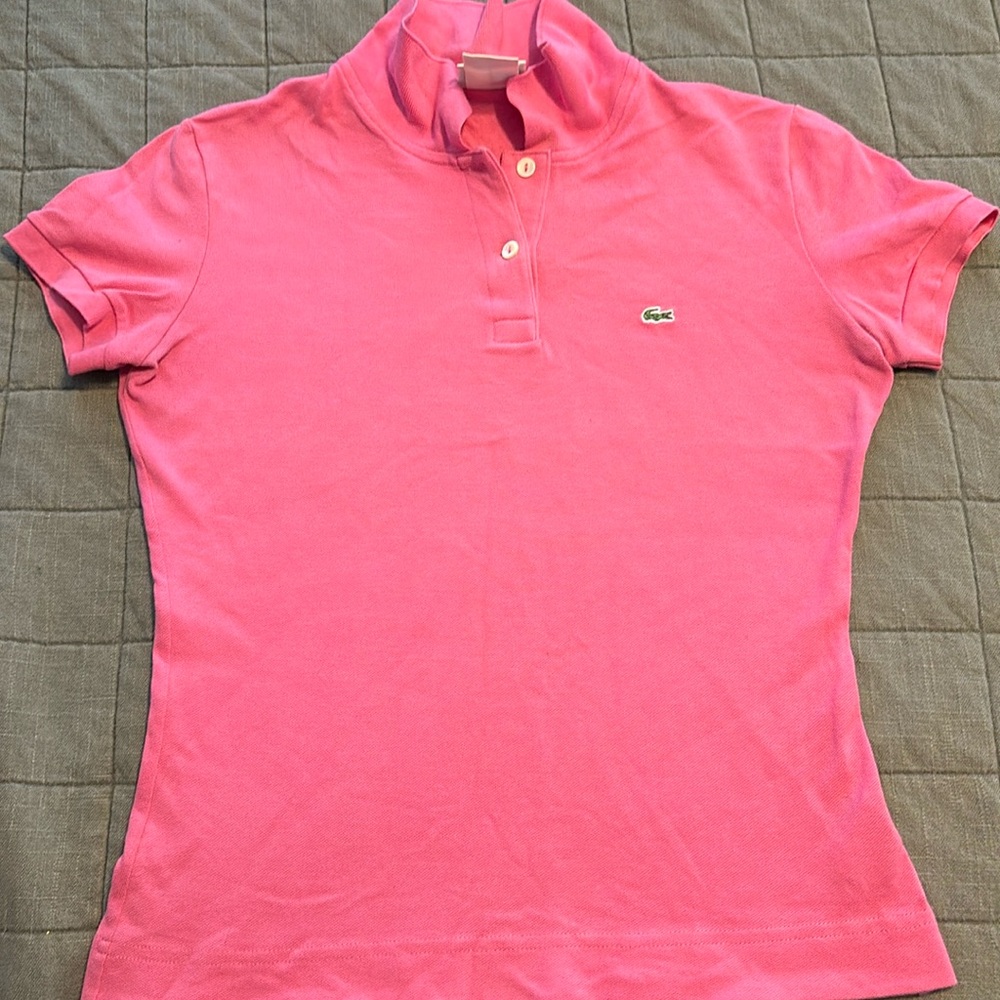 Pink Lacoste polo